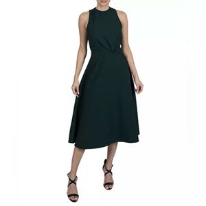 Nordstrom Julia Jordan Sleeveless High-Neck A-Line Cocktail Midi Dress Green 8